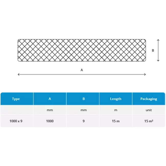 Självhäftande isolering 9 mm tjock - 1 m bred - Förpackningens innehåll 15 m2Självhäftande isolering 13 mm tjock - 1 m bred - Förpackningskapacitet 11 m2