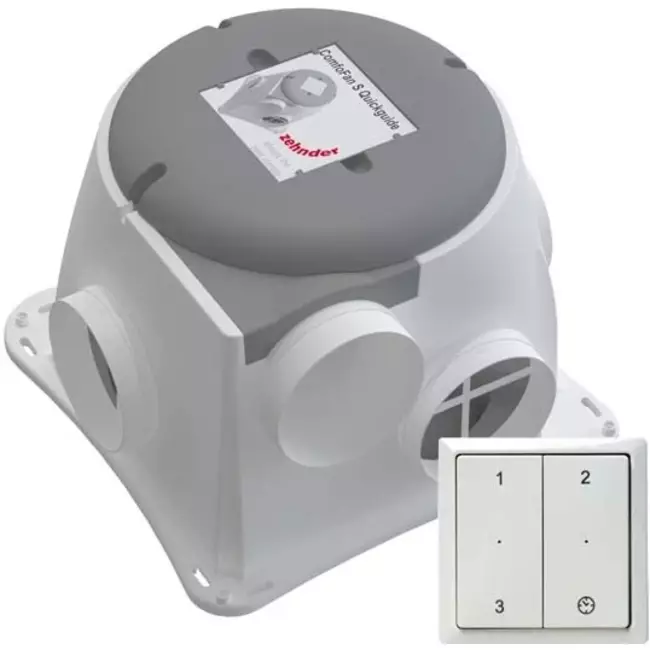 Zehnder ComfoFan Silent-paket 460 m³/h + RFZ-styrning – jordad kontakt