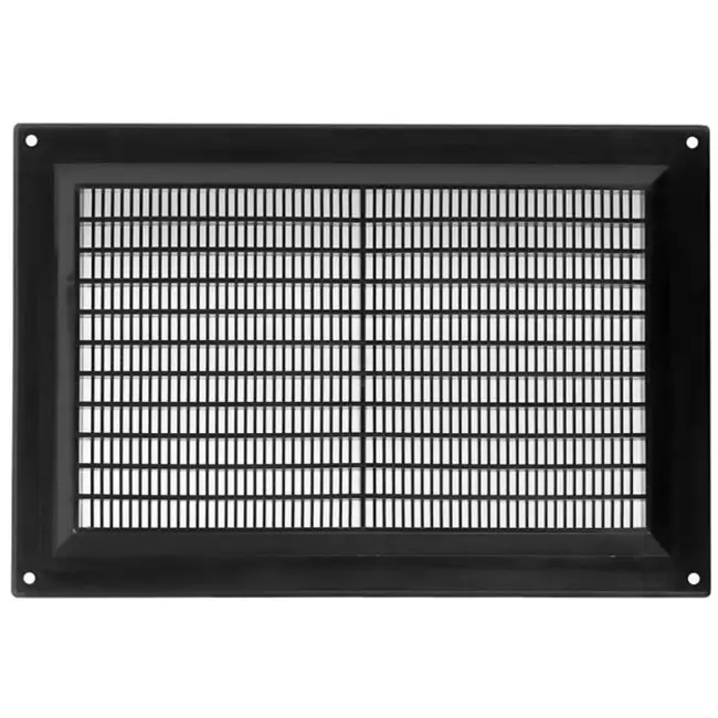 Rektangulärt ventilationsgaller med galler 250x170 , svart - VR2517M