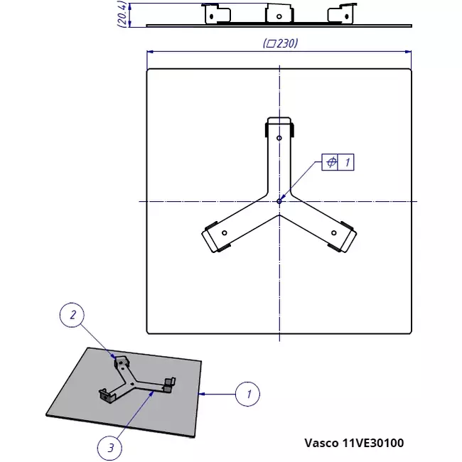 Vasco designtakventil deluxe fyrkantig rak (inkl. smiley)