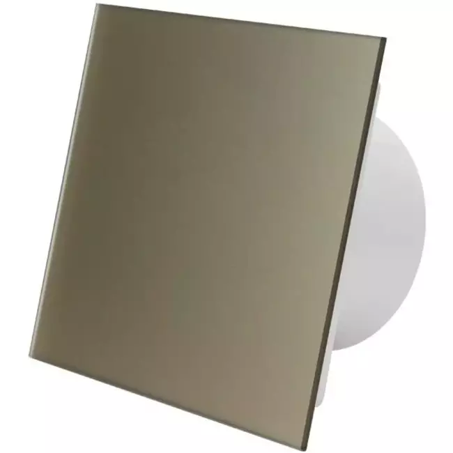 Badrumsfläkt Ø 100 mm – front av glas satinguld