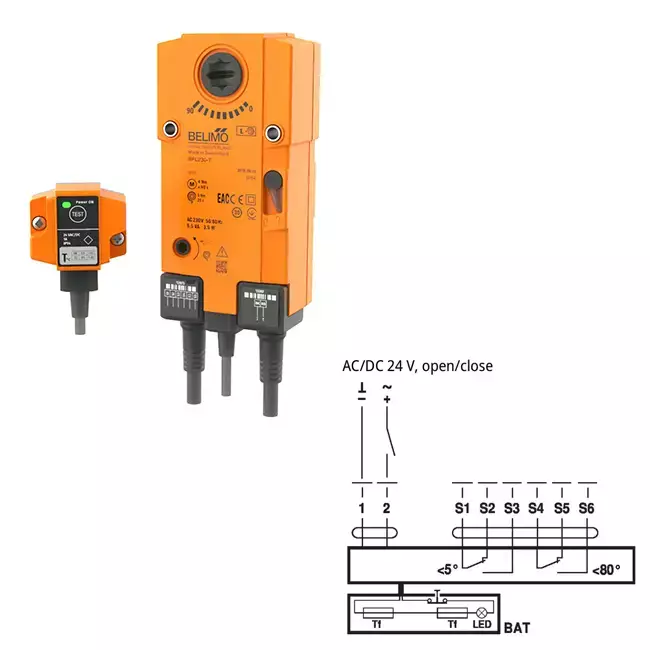 Brandspjällservomotor 24V, 4 Nm, öppna/stäng - E-BFL24 T