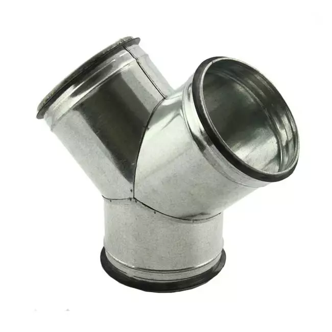 Byxrör 45° på Ø 250 mm - Ø 200 mm till spiralrör