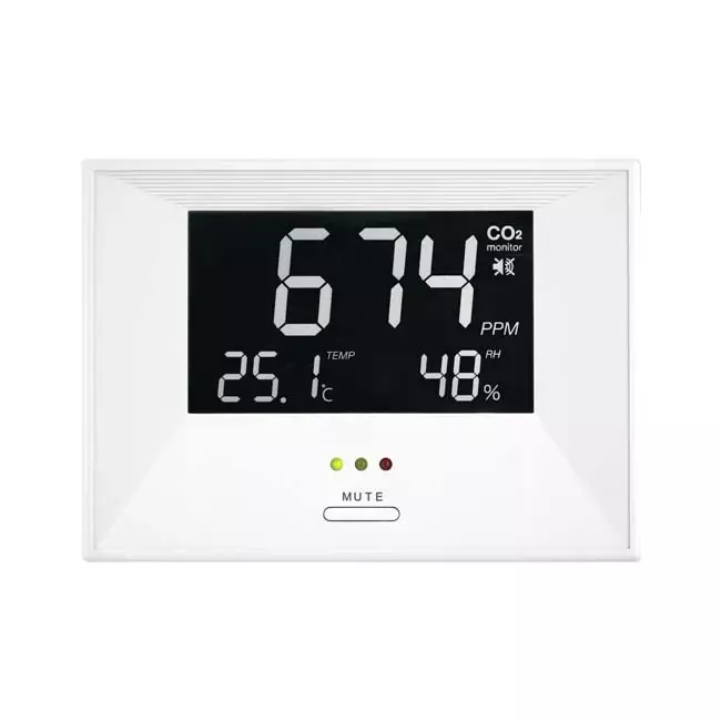 CO2-monitor - luftindikator med temperatur- och luftfuktighetsvisning