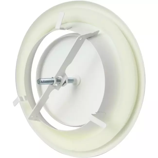 Dräneringsventil till fläkt av metall Ø 200 mm RAL 9010 med fjäderklämma - DVSC200