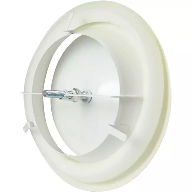 Matningsventil till fläkt av metall Ø 100 mm RAL 9010 med fjäderklämma - DVSC-P100