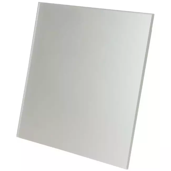 Badrumsfläkt Ø 100 mm med timer och fuktsensor – front av glas i satinsilver