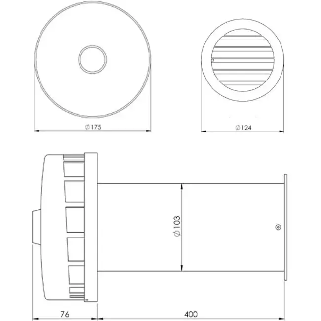 Isolerad fasadventil för naturlig ventilation Ø 100 mm SPK2-100