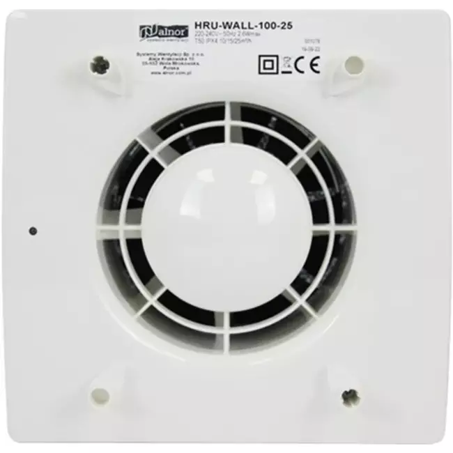 Decentraliserad WTW HRU-vägg Ø150 med 60 m³/h - HRU-WALL-150-60-PEG