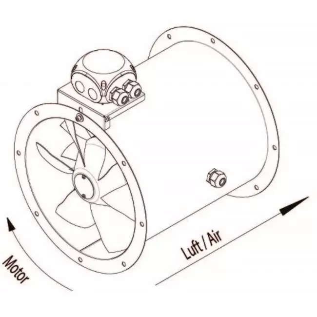 Axial 315 mm rektangulär in-line extraktion – AL 315 D2 01