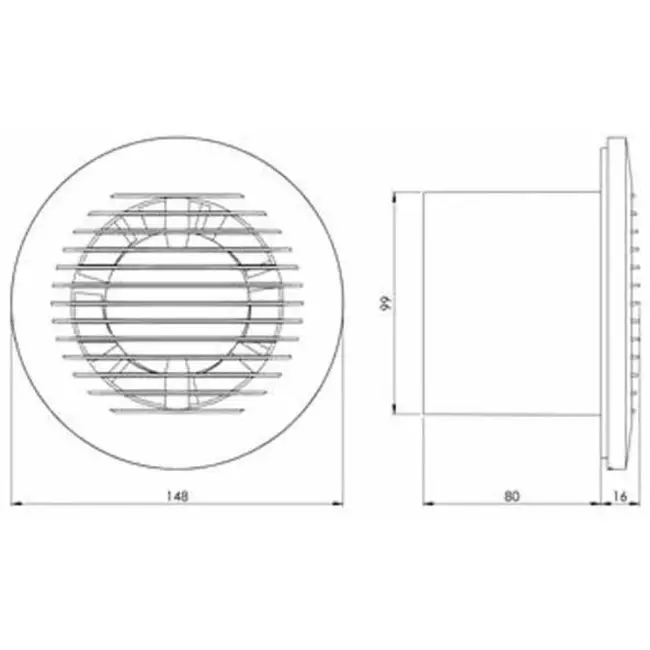 Badrumsfläkt rund Ø 100 mm antracit - bas EA100A
