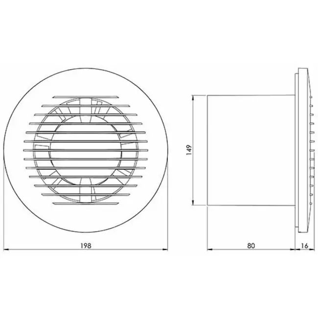 Badrumsfläkt rund Ø 150 mm vit - basic EA150
