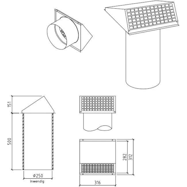Thermoduct vägggenomföring 250 mm