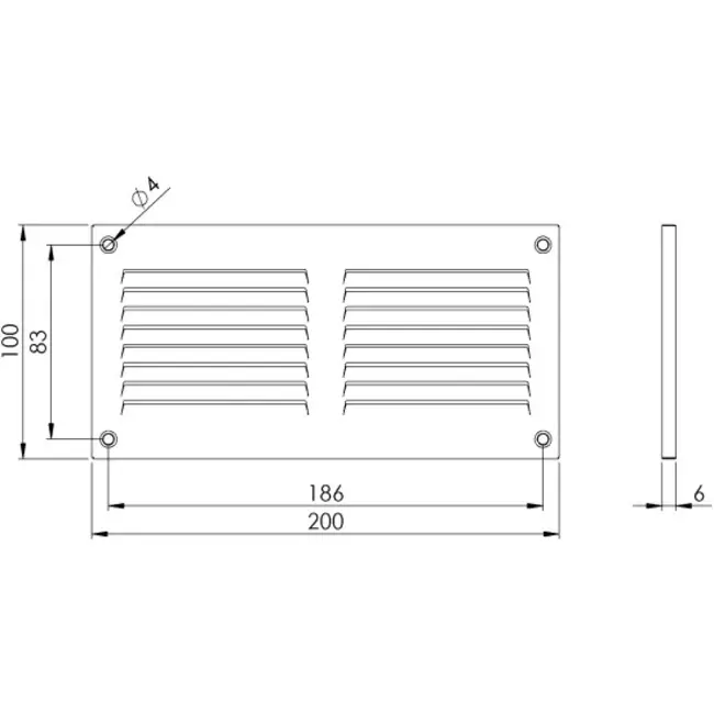 Metallgaller 200x100 mm svart - MR2010M - RAL9005