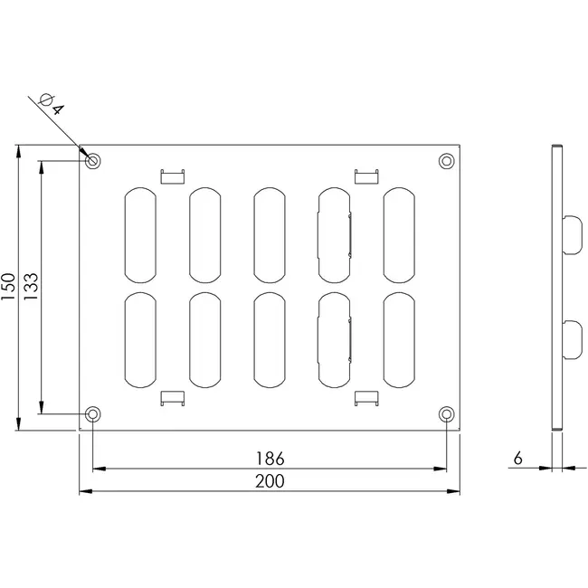 Justerbart metallgaller 200x150, vit  - MR2015R - RAL90