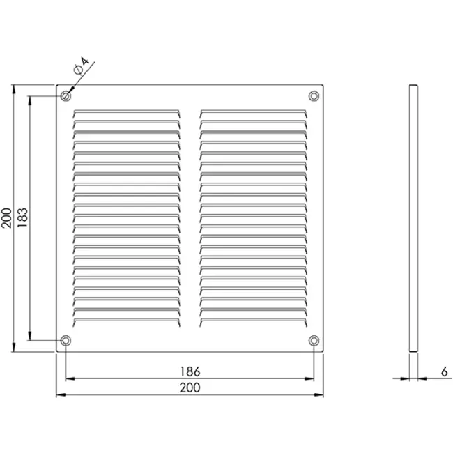 Metallgaller 200x200 mm, vit  - MR2020