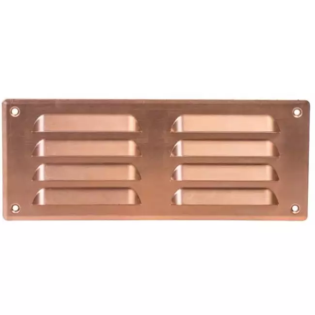 Fyrkantigt ventilationsgaller av metall 260x105 mm koppar - MR26105Cu