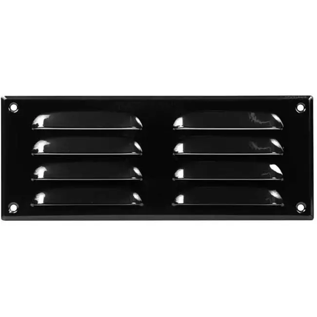 Fyrkantigt ventilationsgaller av metall 260x105 mm, svart - MR26105M - RAL9005