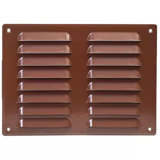 Fyrkantigt ventilationsgaller av metall 260x105 mm, brunt - MR26105B