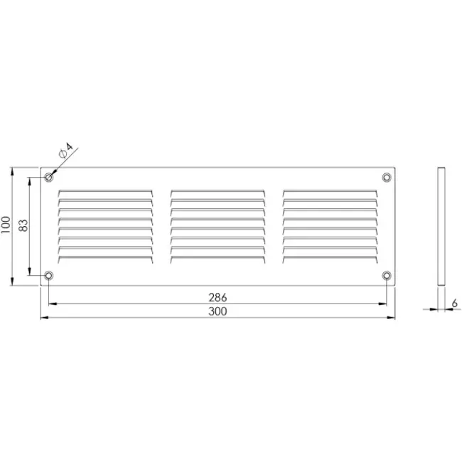 Metallgaller 300x100 mm, grått - MR3010P