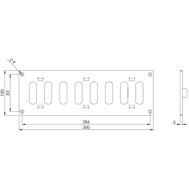 Justerbart metallgaller 300x100, galvaniserat - MR3010RZn