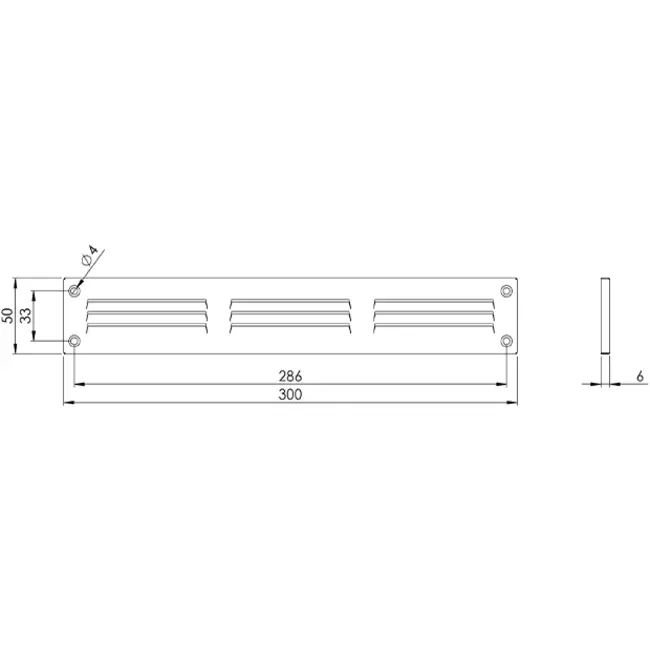 Metallgaller 300x50 mm, svart – MR305M - RAL9005