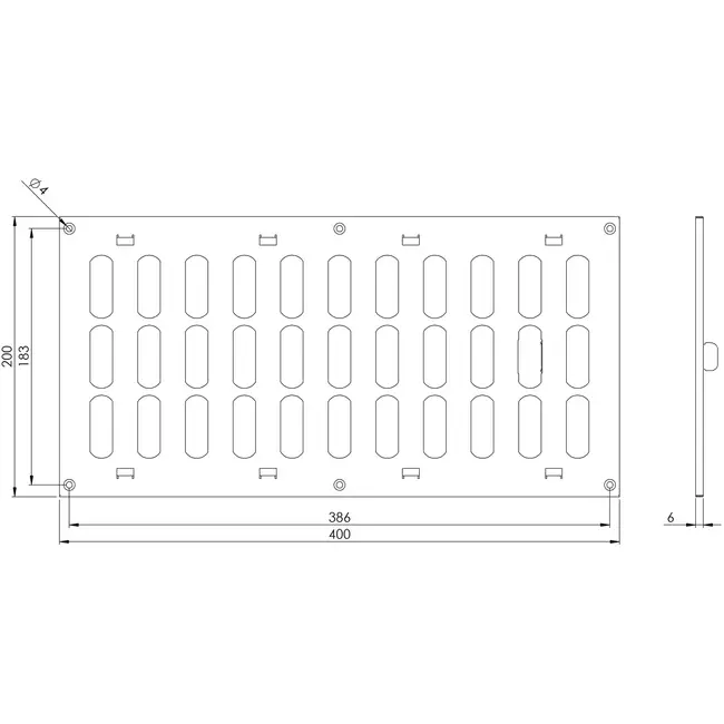 Justerbart metallgaller 400x200, vit  - MR4020R - RAL9016