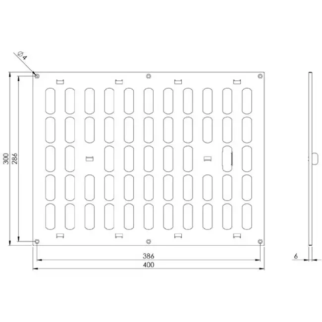 Justerbart metallgaller 400x300, vit  - MR4030R - RAL9016