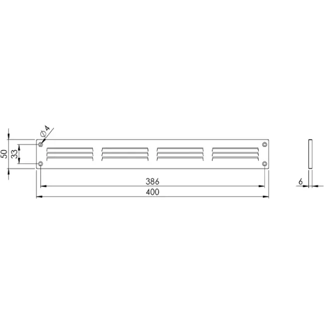 Metallgaller 400x50 mm, vit  - MR405