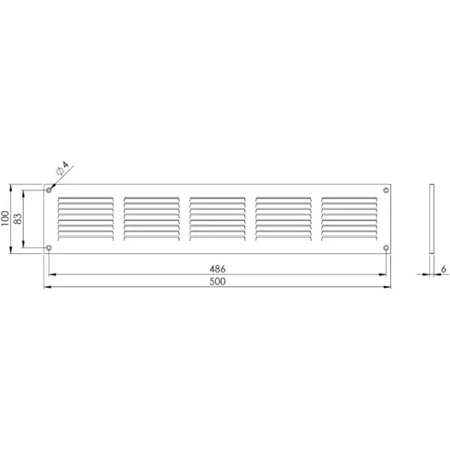 Metallgaller 500x100 mm , svart - MR5010M - RAL9005