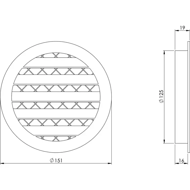 Aluminiumgaller Ø 125, brunt - MRA125B - RAL8016