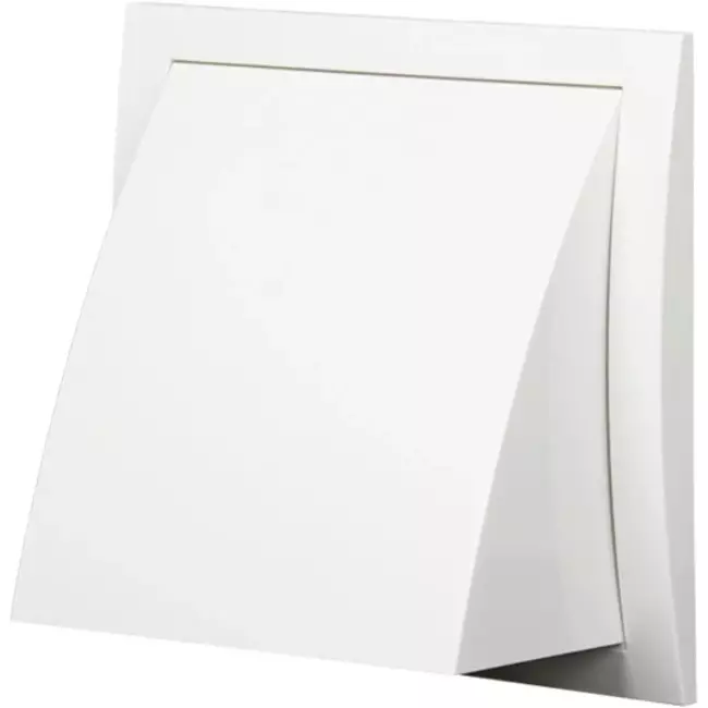 Fasadgaller med backspjäll 190x190 mm diameter 125 mm, vit t - ND12FV