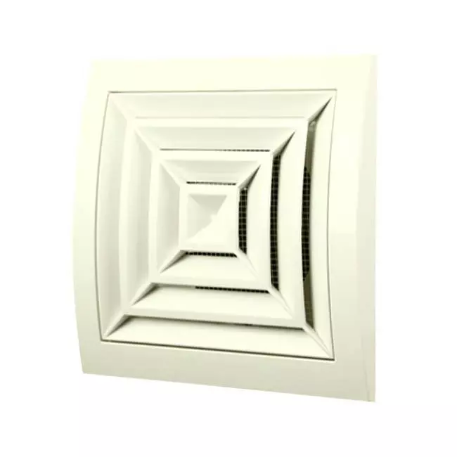 Kvadratisk takdiffusor 150x150 diameter: 100, vit  - ND10G