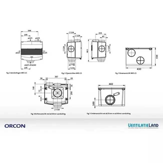 Orcon MVS-15RH CO2B 550 m³/h + fuktsensor + CO2-kontrollsensor - säkerhetskontakt