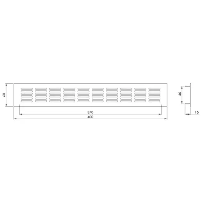 Sockelgaller i aluminium - svart L=400 mm x H=60 mm - RA640B