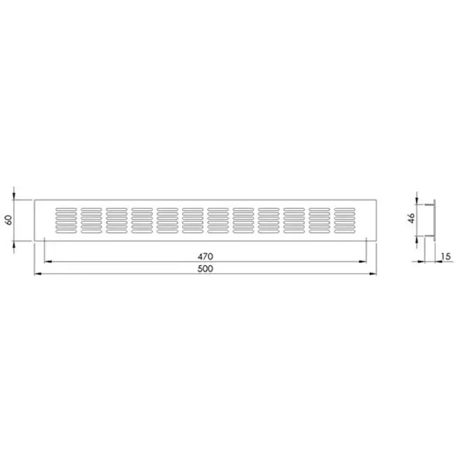 Sockelgaller i aluminium - svart L=500 mm x H=60 mm -RA650B