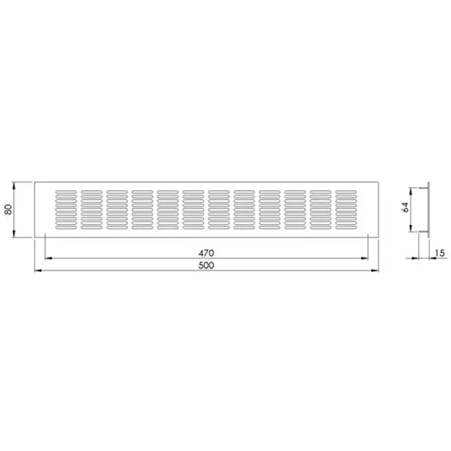 Basplintgaller i aluminium - silver L=500 mm x H=80 mm -RA850S