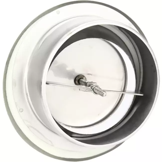 RVS dräneringsventil till fläkt av metall Ø 100 mm med monteringshylsa - DVS100Y/1