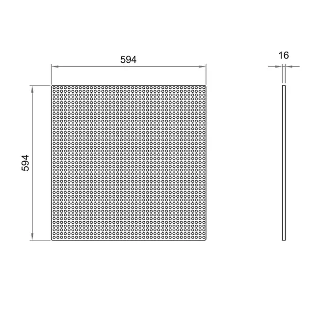 Perforerad takplatta 600 x 600 mm för infällning i systemtak - RAL9010