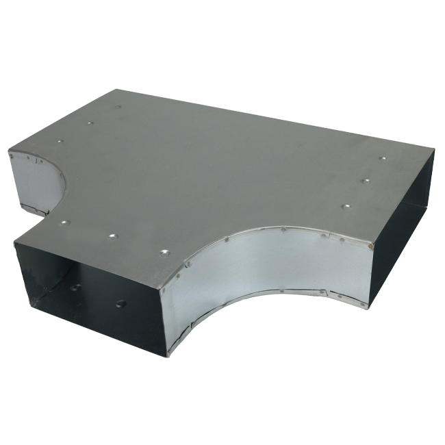 T-stycke 90 grader 220x80 mm - 220x80 mm till galvaniserad rektangulär ventilationskanal