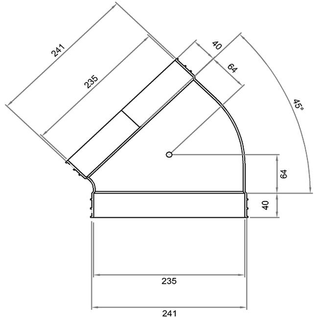 Wavin Ventiza Böj 45 grader PVC oval 235x80 mm horisontell M/M