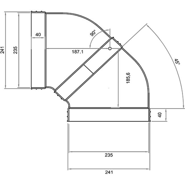 Wavin Ventiza Böj 90 grader PVC oval 235x80 mm horisontell M/M