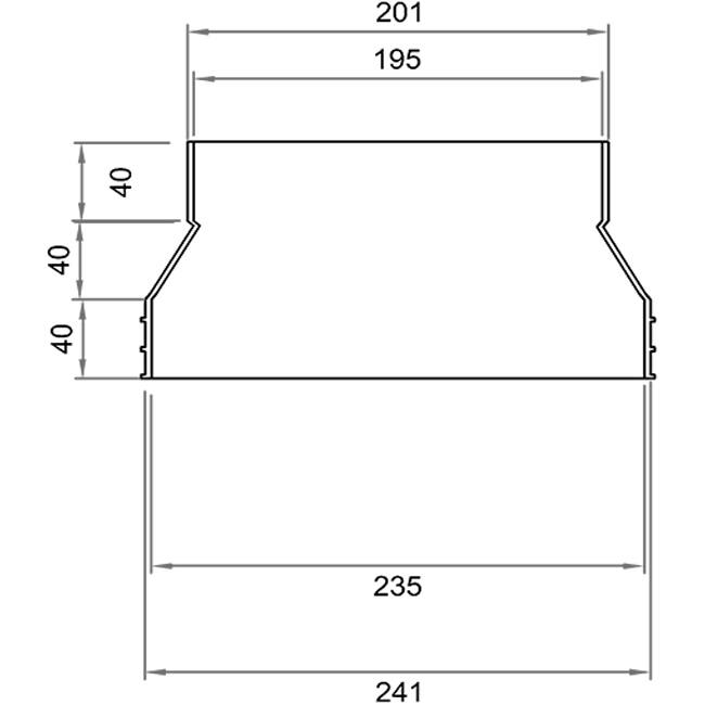 Wavin Ventiza Övergång PVC oval 235x80 mm till 195x80 mm M/S