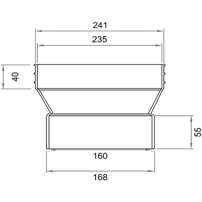 Wavin Ventiza Övergång PVC oval 235x80 mm till 160 mm M/M