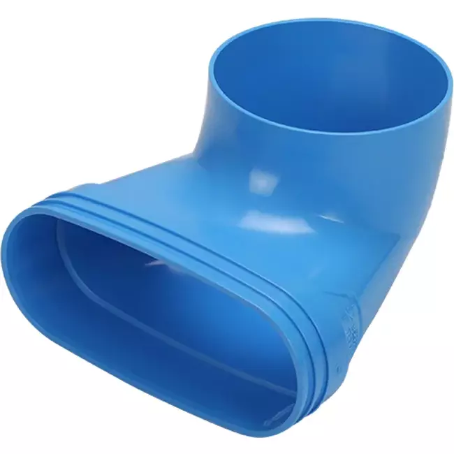 Wavin Ventiza Ändstycke 90 grader PVC oval 195x80x70 mm med diameter 125 mm M/M