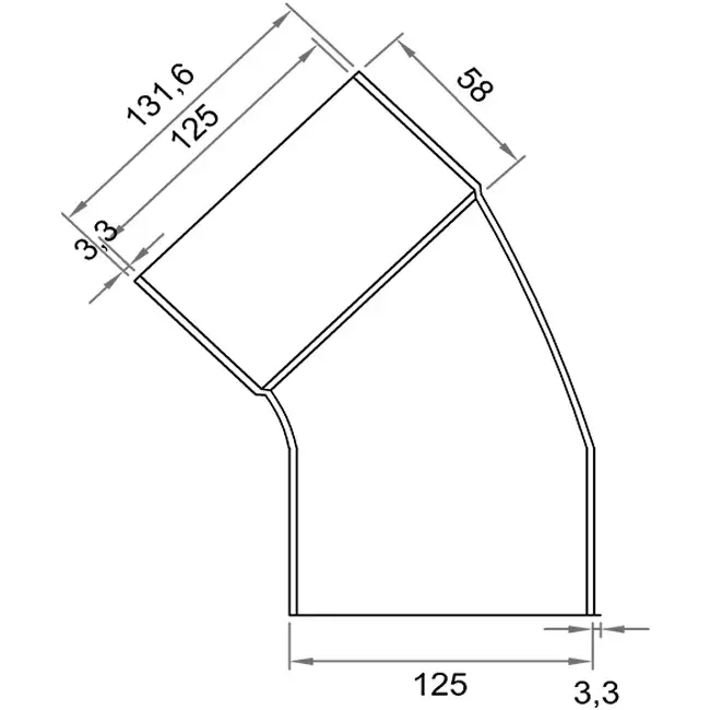 Wavin Ventiza 45 grader böj PVC rund med diameter 125 mm M/S