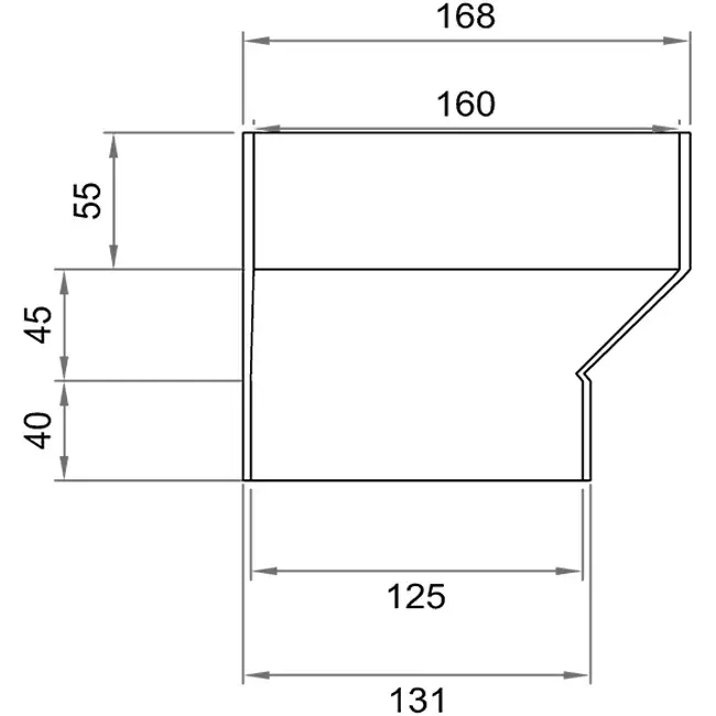 Wavin Ventiza övergång PVC rund 160 mm till 125 mm excentrisk S/M