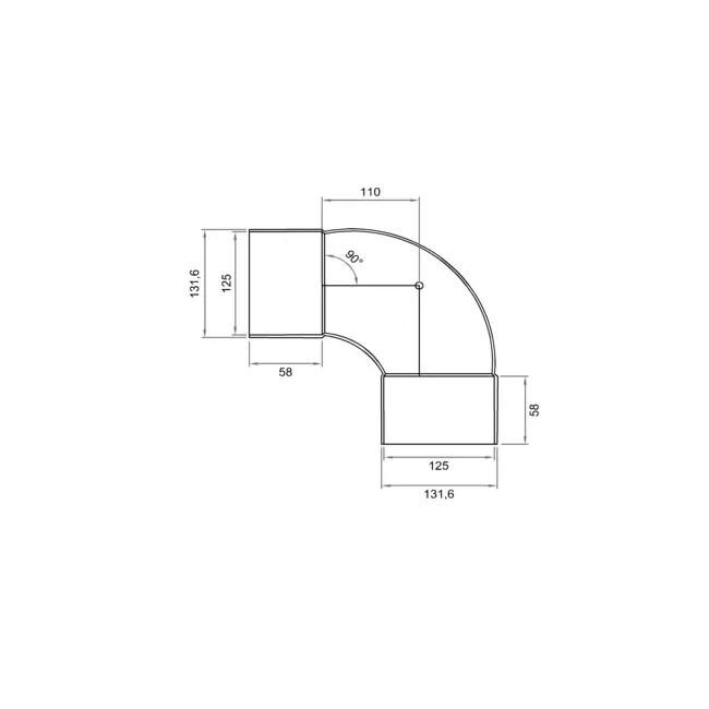 Wavin Ventiza 90 grader Böj PVC rund 125 mm M/M