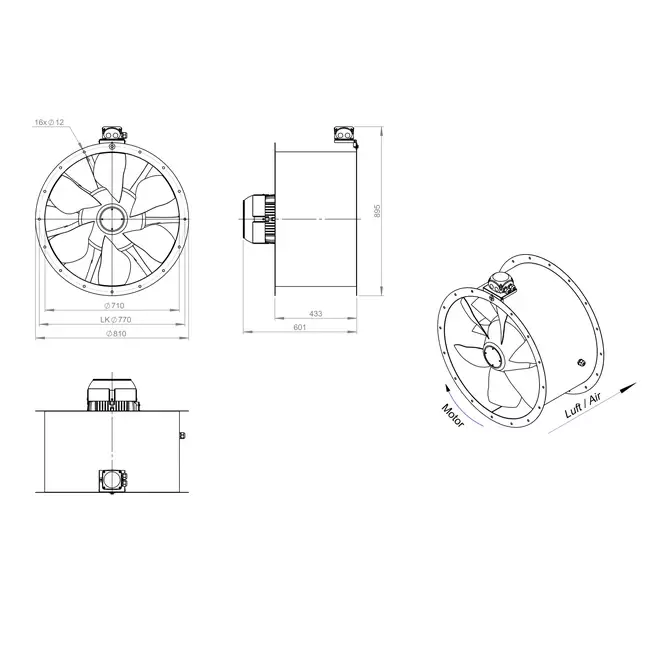 Kanalfläkt axial 710 mm - AL 710 D4 01 CFG
