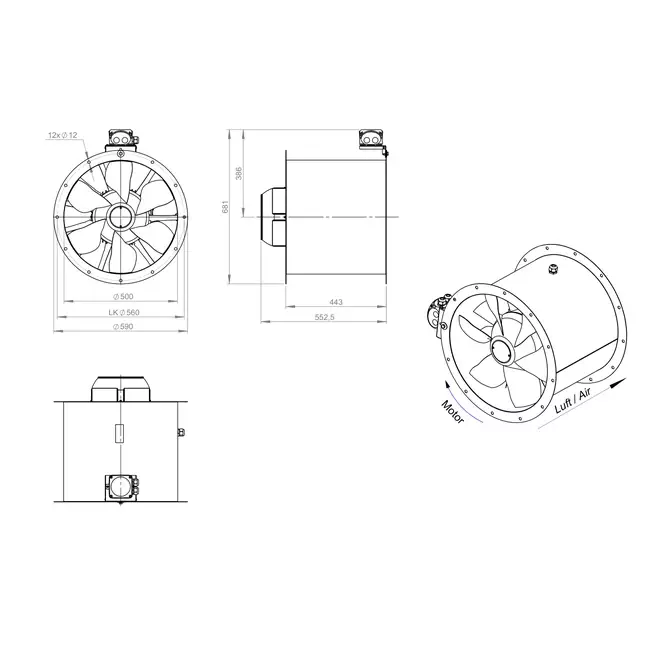 Axial kanalfläkt 500 mm - AL 500 D2 01 CFG
